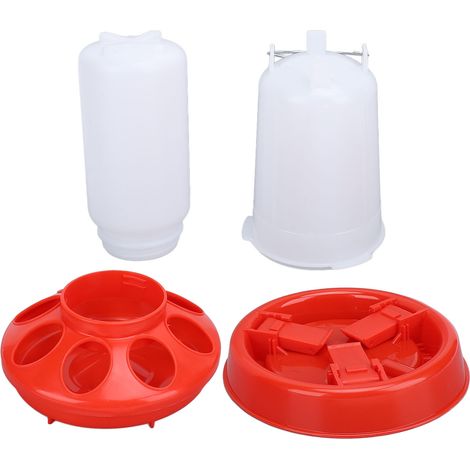 Mangeoire à poussins en plastique de grande capacité, abreuvoir automatique facile à nettoyer pour ferme rouge (1/5)