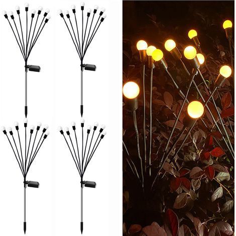 Lámpara de jardín brillante, con forma de luciérnaga, alimentada por energía solar, resistente al agua, ideal para caminos de jardín, decoración de jardines y como luz nocturna. (1/5)