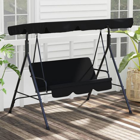 3-Sitzer Hollywoodschaukel Gartenliege Schaukelbank, wetterbeständig, 172 cm x 110 cm x 153 cm, Schwarz