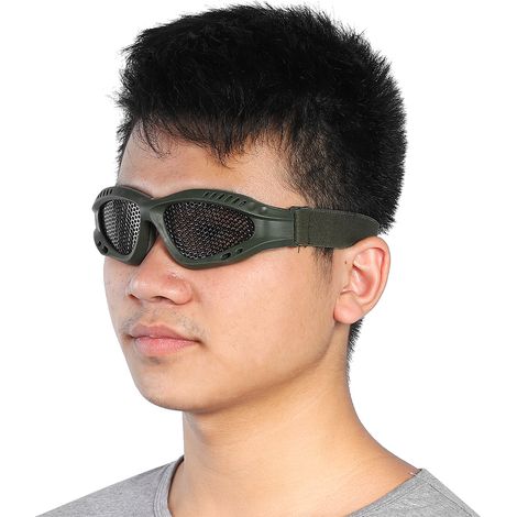 Lunettes de protection oculaire en maille métallique pour le jeu CS avec sangle réglable (vert armée) (1/5)