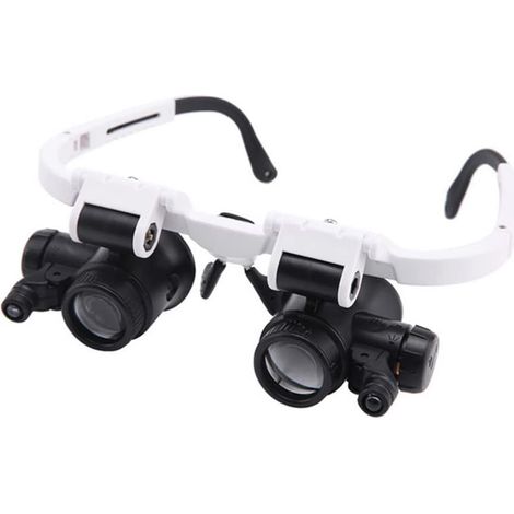 Loupe bandeau 8 x 15 x 23 x avec lumière LED pour réparation de bijoux, horloge, électronique