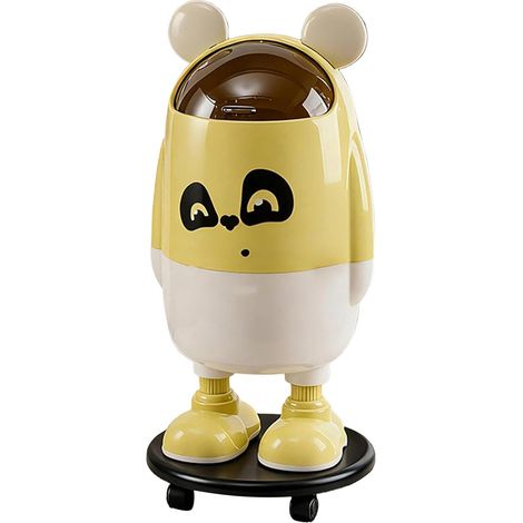 Trash Can Funny Cartoon Bin with Wheels Lid Cute Large