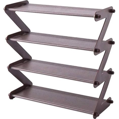Étagère à chaussures à 4 niveaux en forme de Z rangement de chaussures en tissu non tissé pour bottes baskets talons hauts pantoufles sandales appartements (1/4)