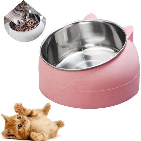 Gamelle Inclinée pour Chat et Chien en Acier Inoxydable - Bol Antidérapant pour Chiots, Hamsters, Lapins et Petits Animaux