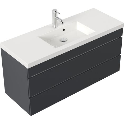 Badmöbel GENEVA 120 SoftClose grafit mit grifflosen Schubladen