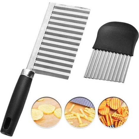 Couteau ondulé - Non spécifié - Trancheuse de frites - Acier inoxydable - Ergonomique - 2 pièces (1/4)