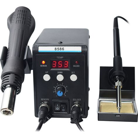 Pistolet à air chaud 2 en 1 à double affichage, fer à souder et station de soudage (220 V, norme européenne) (1/5)