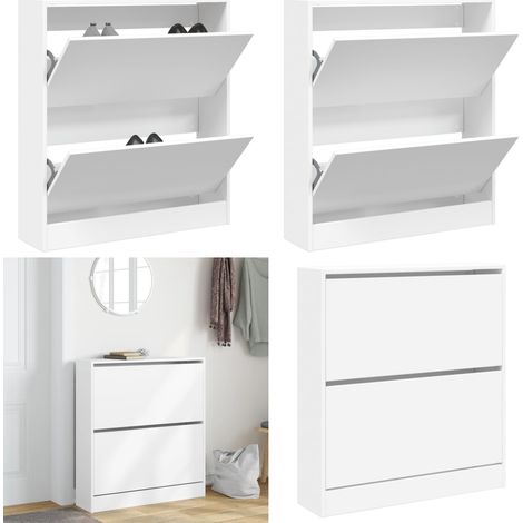 Schuhschrank Weiß 80x21x87,5 cm Holzwerkstoff - Schuhschrank Weiß - Schuhschrank für kleine Räume (1/5)