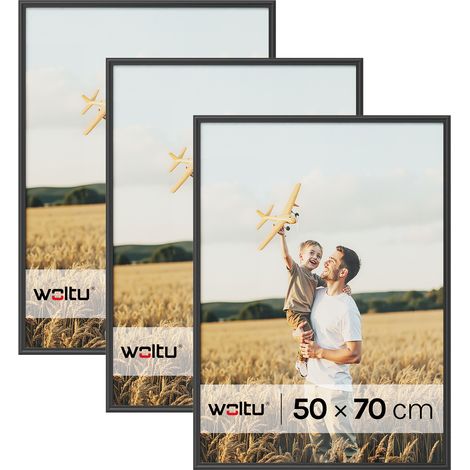 WOLTU 3x Cornice Foto Portafoto da tavolo da muro legno Massiccio 50x70 cm, Nero (1/5)