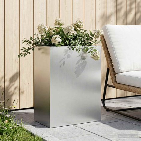 vidaXL Macetero de Jardín Plateado 40 x 20 x 50 cm Acero Galvanizado (1/5)