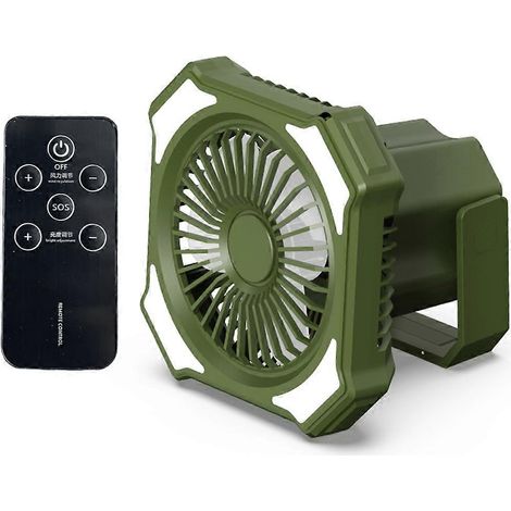 Ventilateur de bureau à batterie avec lumière LED, mini ventilateur pour un meilleur rafraîchissement de la pièce, du bureau ou des voyages - 10 000 mAh - Vert (1/4)