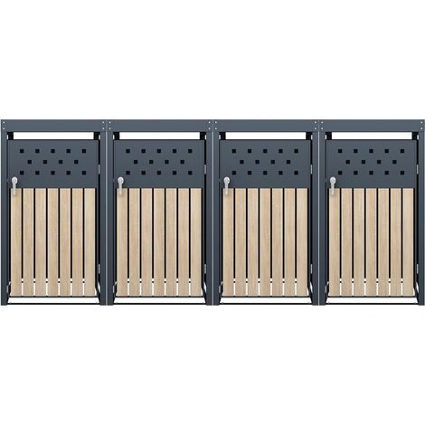 Mülltonnenbox Müllbox Mülltonnenverkleidung 4 Türen Box Pflanzdach Anthrazit (1/5)