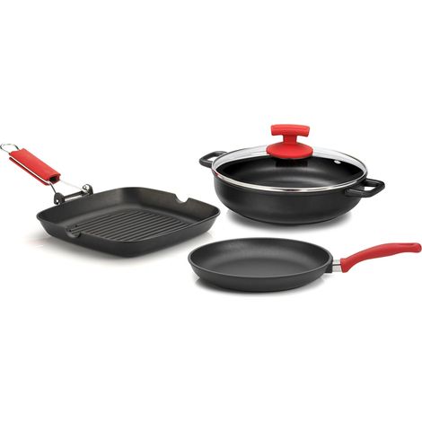 Batteria di Pentole 4 Pezzi in Alluminio Pressofuso Antiaderente Olympia Love