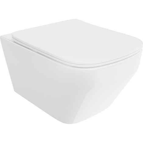 Mexen Riva inodoro WC sin borde Tornado con asiento de cierre suave slim, duroplast, blanco brillo - 30630200T (1/5)