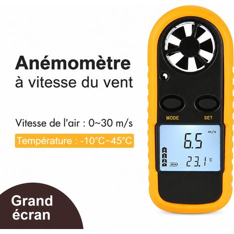 Anémomètre numérique portable GM816 mesure vitesse du vent et température réf 3116 18 × 15 × 4 cm 120 g – Livraison gratuite (1/5)