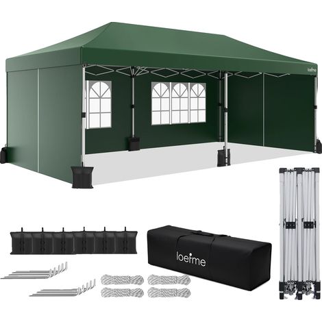 Carpa tipo cenador, toldo impermeable, altura regulable, 3x6 m (1/2)