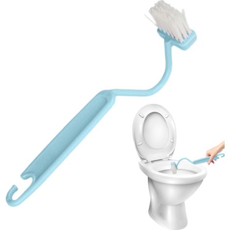 S-förmige Bürste mit weichen Borsten Abgewinkelte Bürste zur Reinigung von Toiletten, Küchen und Badezimmern, blau (1/5)