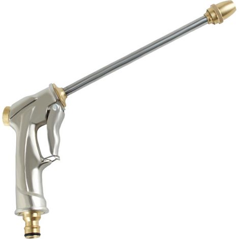 Arroseur portable en métal robuste avec buse haute pression pour arrosage du jardin, lavage de voiture et d'animaux. (1/5)