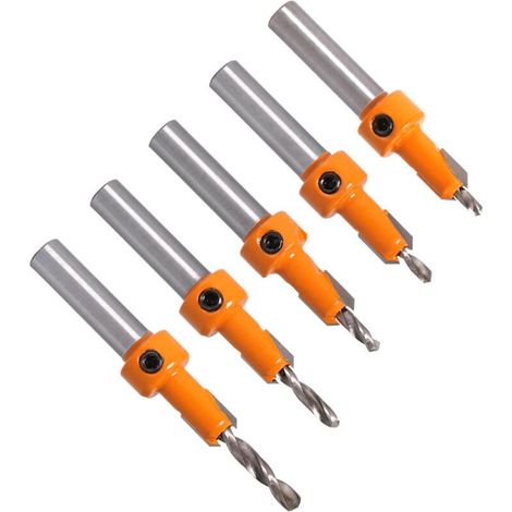 Foret Chanfrein - 8 mm - Pour Bois Plastique Métal Doux - Kit 5 Pièces avec Clé Hexagonale et Vis (1/5)