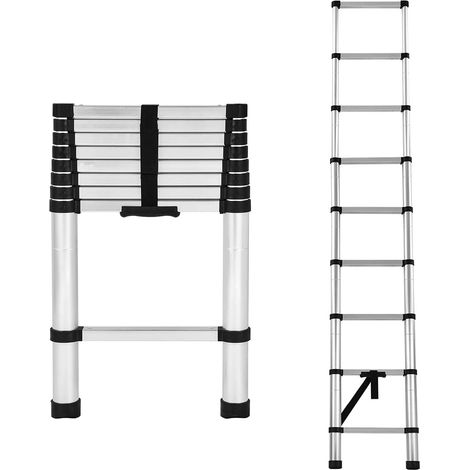 8.5FT Telescopic Ladder Foldable Telescoping Extension Ladder Loft Ladder 330lb Load EN131, 2.6M Stainless Steel Telescoping Ladder for Cleaning Gutter, Housework (1/5)