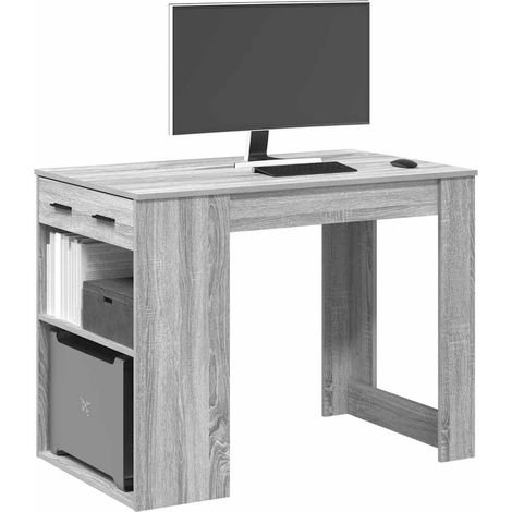 Schreibtisch mit Schubladen Ablage Grau Sonoma 102x62x77,5 cm