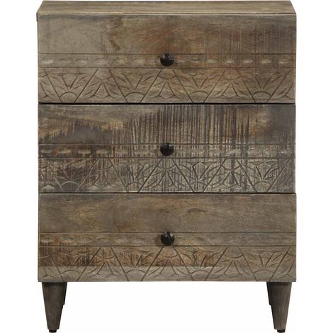 Maison Exclusive - Comodino Grigio Chiaro 50x33x60 cm in Legno Massello di Mango (1/5)