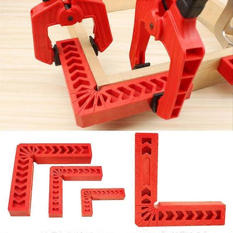 Ensemble de 4 pinces d'angle en plastique à 90 degrés (3", 4" et 6") avec équerre et règle. (1/5)