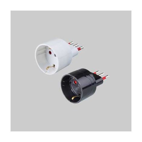 Adattatore semplice schuko 10a rosi 2p+t - prese 10 2p+t, col. bianco
