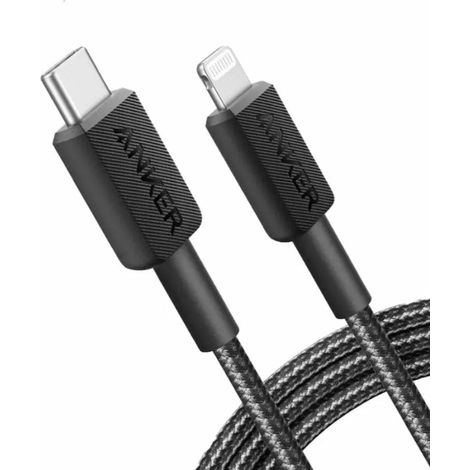 Câble USB-C vers Lightning Anker 322 A81B5G11 tressé noir 0,9 m jusqu’à 30 W