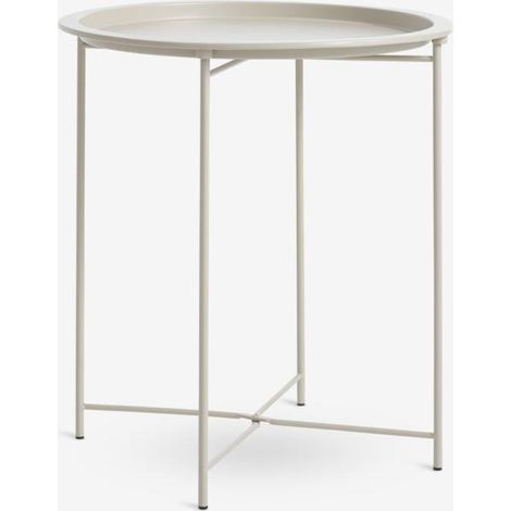 ORION91oficial® - Folding Round Side Table in Light Sand Color, Metal with Tray Style, Diameter 47 cm, Height 51 cm, suitable for Indoor and Outdoor Use, Maximum Load 5 kg, CE Certified. - Unidad (1/5)