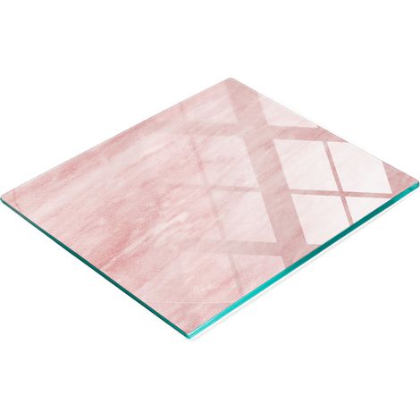 Tablero de cocina de vidrio templado con gr谩ficos decorativos de m谩rmol rosa, 60x52 cm.