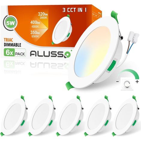 Spot LED Encastrable Extra Plat, 4W 310LM Dimmable IP44 Spot Etanche Salle de bain, Blanc Chaud 3000K Blanc Neutre 4000K Blanc Froid 6500K, Trou Φ55-68mm, AC220-240V, Lot de 6 (1/5)
