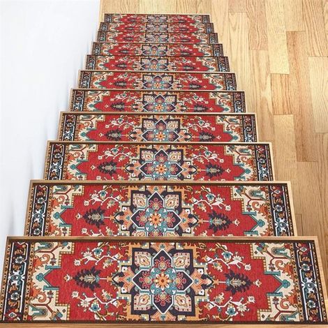 Tapis d'escalier antidérapants et amovibles 20 x 76 cm (lot de 4) - Protection optimale pour les marches d'escalier - Convient aux enfants, aux personnes âgées et aux animaux domestiques - Coloris bru (1/5)