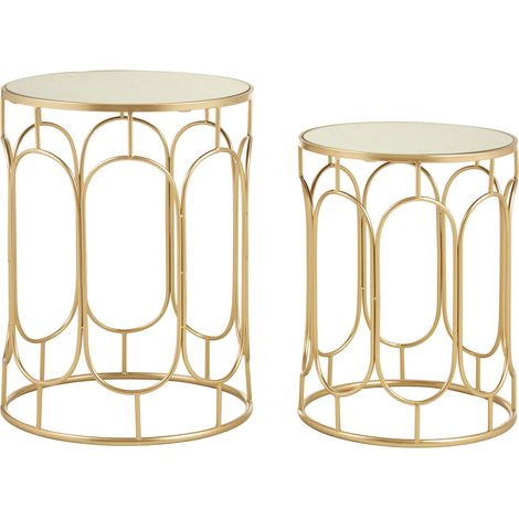 Premier Housewares Avantis Set of 2 Champagne Metal Side Tables (1/5)