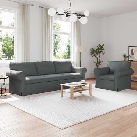 Sofa Set 2 pcs Dunkelgrau 245 x 82 x 80 cm Stoff