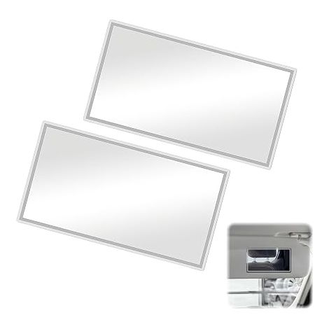 Car Sun Visor Mirror, Universal Self-Adhesive Car Vanity Mirror, Stainless Steel Sun Visor Mirror, Unbreakable Car Mirror for Sun Visor and Backrest (1/5)