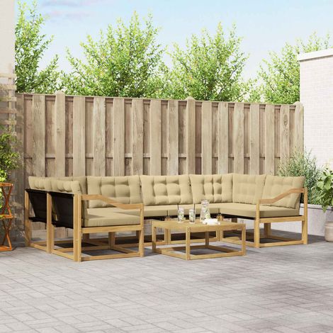 vidaXL Outdoor-Sofagarnitur 7 pcs Weiß und Beige 79 x 79 x 37 cm (1/5)