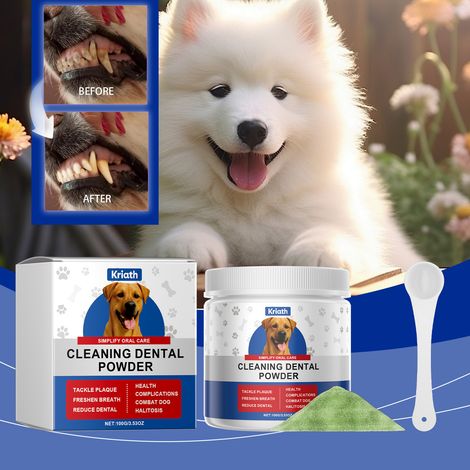 Poudre nettoyante pour les dents de chien : nettoie les dents en douceur, préserve l’hygiène buccale et laisse les dents fraîches et propres. 100 g x 1, avec 1 cuillère doseuse. (1/5)