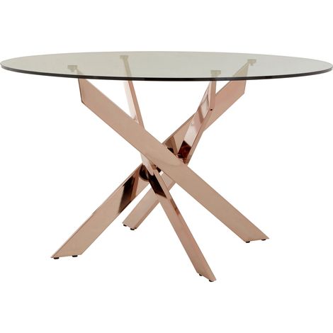 Interiors by Premier Sturdy Intersected Rose Gold Dining Table, Durable And Stylish Kitchen Table, Luxurious Dining Room Table (1/3)