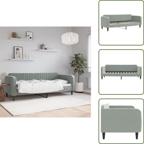The Living Store Letto da Giorno Grigio Chiaro 80x200 cm in Velluto - Divano letto