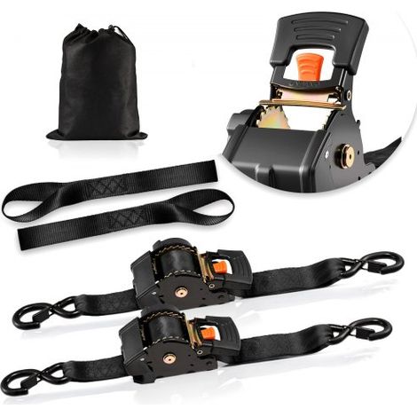 Automatik Spanngurt, 50,8 mm x 3 m, Zurrgurte mit S-Haken, 1375 kg Bruchlast, 2 weiche Schlaufen, Ratschenmechanismus für Umzüge, Anhänger, Motorräder, Kajaks, Autodächer, 2er-Pack (1/5)