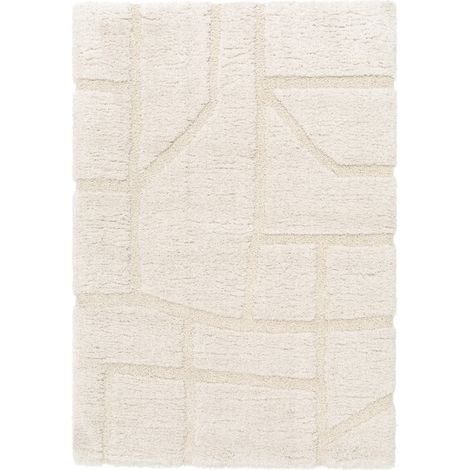 ORGANIC TRAIT - Tapis shaggy doux à relief graphique crème 160x230 (1/5)