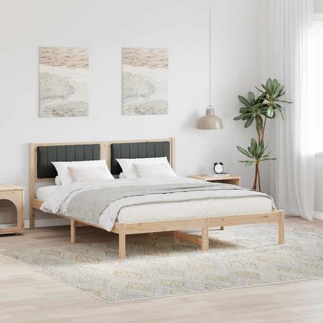 Bettgestell mit gepolstertem Kopfteil Dunkelgrau 160 x 200 cm
