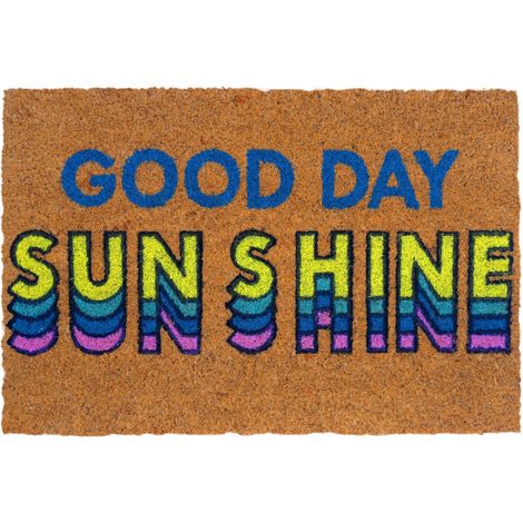 Relaxdays zerbino in cocco Good Day Sunshine, retrò, antiscivolo per interno/esterno, 40x60 cm, multicolore (1/5)