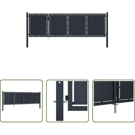 vidaXL Gartenzaun - Gartentor aus Stahl 350 x 100 cm Anthrazit (1/5)