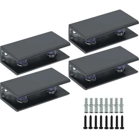 4 Pièces de Pinces à Verre, Support de Verre Réglable, Finition Polie en Alliage de Zinc, Verre Adaptatif de 10 mm d'Épaisseur, Pince de Support de Verre, Pratique Pince Verre, Noir (1/5)