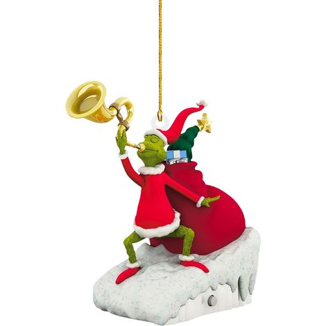 Weihnachts-Grinches-Engel-Anhänger aus Kunstharz, glänzender Deko-Anhänger, 10 x 5 x 3 cm für den Weihnachtsbaum (1/5)