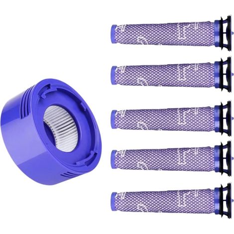 (6 pièces) Convient aux aspirateurs V7 et V8 : préfiltre et postfiltre de rechange, couvercle inférieur, joint d'étanchéité supérieur fixe, accessoires anti-poussière (1/4)