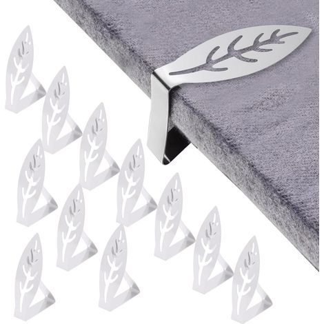 Tischdeckenklammern aus Edelstahl, silberfarben, 12er-Set abnehmbarer Klammern. Geeignet für Tischplatten bis zu 4 cm Dicke. (1/5)