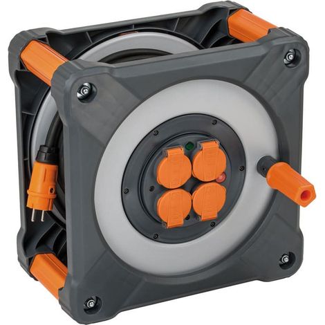 Brennenstuhl – Enrouleur électrique 25m H07RN-F 3G2,5 avec 4 prises IP44 – Protection thermique et résistance aux chocs – 9202251100